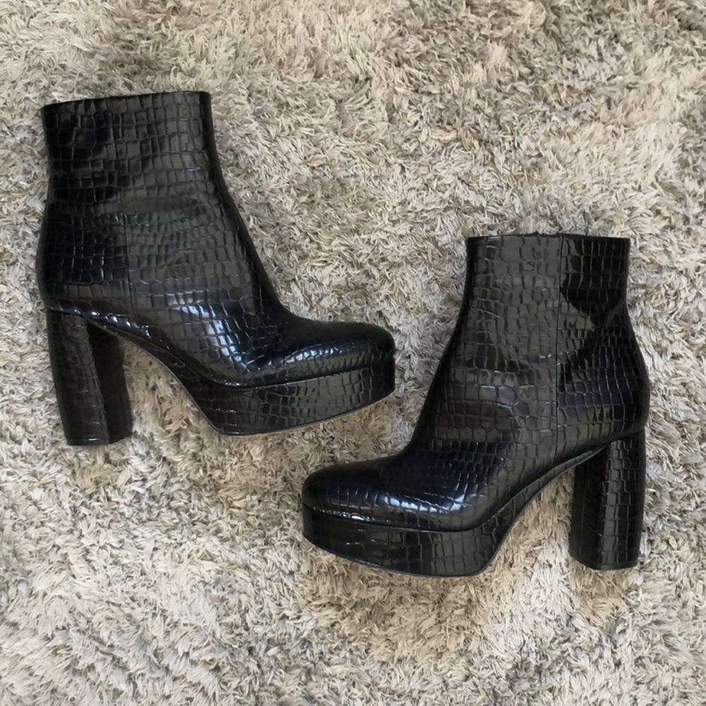 Faux Snakeskin Platform Boot